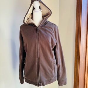 LL Bean Womens fleece lined full zip hoodie brown